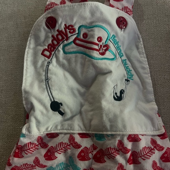 Daddy’s Little Fishing Buddy Overalls 6-9 Months - Picture 3 of 7